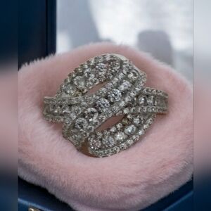 JTV Sterling Silver Cubic Zirconia Statement Ring – Size 9